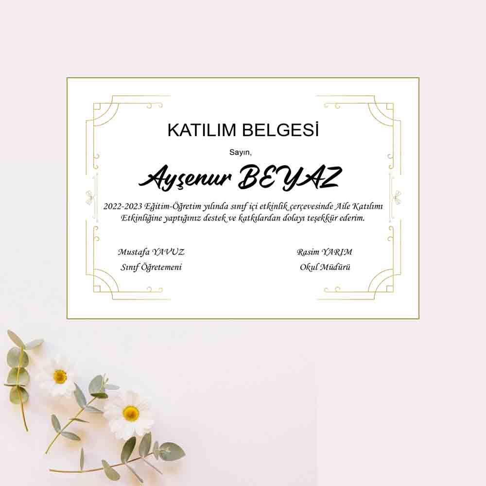 Katılım Belgesi - Öğrenci Başarı Belgesi