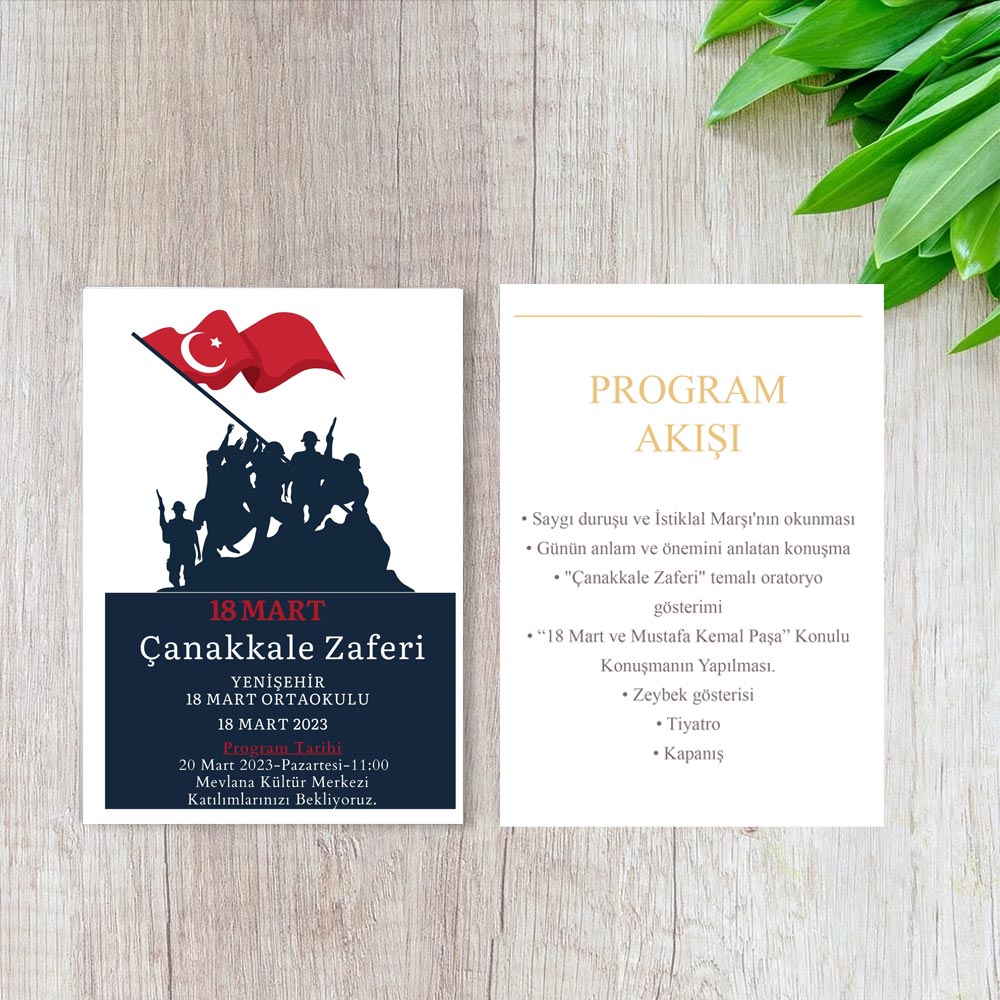 18 Mart Çanakkale Zaferi Davetiyesi - Anlamlı ve Şık Tasarım