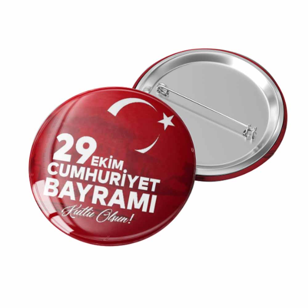 29 Ekim Cumhuriyet Bayramı Rozeti - Türk Bayrağı Desenli